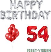 54 jaar Verjaardag Versiering Ballon Pakket Rood & Zilver