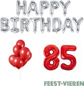 85 jaar Verjaardag Versiering Ballon Pakket Rood & Zilver