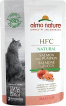 Almo Nature HFC Natural Natvoer voor Katten - Glutenvrij - 24 x 55 gram - Zalm & Pompoen - 24 x 55 gram