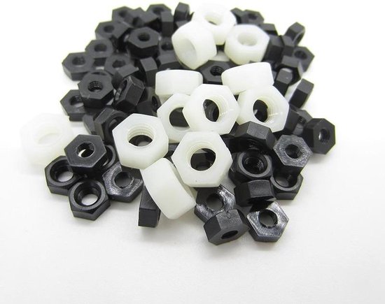 50/20 stuks nylon zeskantmoer, moeren [m6 (50 stuks)/zwart] bol.com