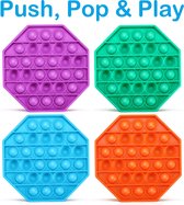 POP IT Fidget Toys pakket 4 stuks - Pop It Fidget Toy - Achthoek