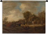 Tapisserie Jan Steen - Fête du village - Peinture de Jan Steen Tapisserie coton 120x90 cm - Tapisserie murale avec photo