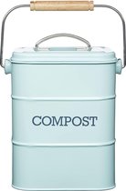 Retro Compostemmer - Compostbakje Keukenaanrecht - GFT Afvalbakje met 2 Filters - 3L / Blauw