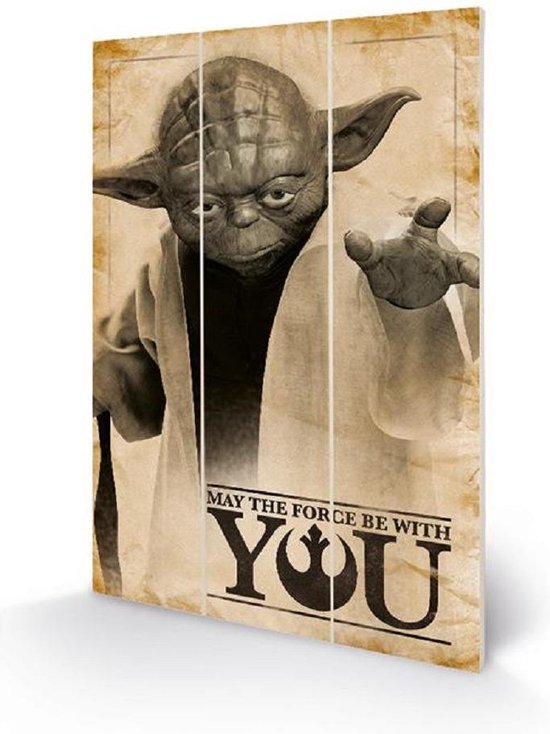 Star Wars - Yoda Que La Force Impression sur Bois 20 X 29.5 cm