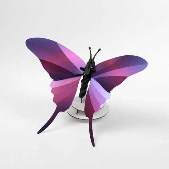 Assembli Swordtail butterfly 3D insecte violet brillant métallisé