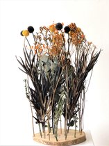 Doe het zelf droogbloemen met houten plank ↑ 35 cm - geel - oranje - groen - brievenbus cadeau