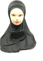 Een zachte hoofddoek, zwarte hijab 2 stuks ( onderkapje+ hijab).