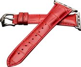 Apple watch lederen bandje 42 mm/44 mm - Rood met krokodillenpatroon - qialino