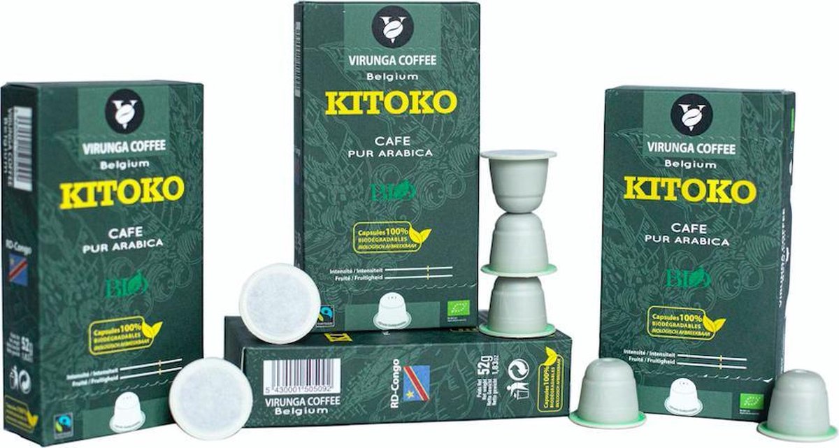 Kitoko Virunga Coffee - 50 capsules - Biologisch afbreekbare Capsules