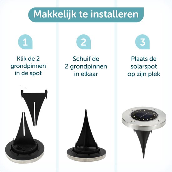 Bowfar 4 Stuks Zonnelampen Voor Buiten, IP65 Waterdicht, 12 LEDs Solar Grondlampen Warmwit Tuinverlichting Met Zonnepaneel Verlichting Grondspot Tuin Gazon Trottoir Terras Oprit 2723976876