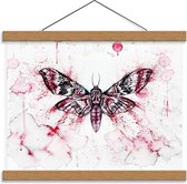 Schoolplaat – Vlinders met Roze Spetters  - 40x30cm Foto op Textielposter (Wanddecoratie op Schoolplaat)