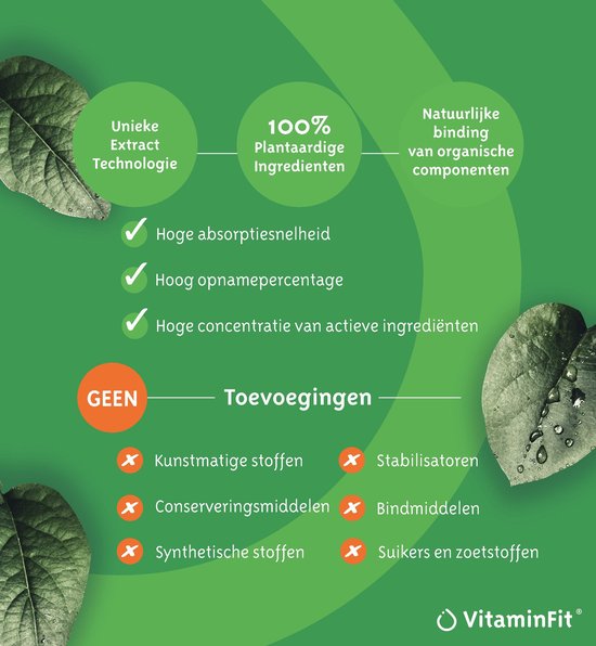 Informatie over VitaminFit Vitamine D3 + K2 druppels: unieke extractie, 100% plantaardige ingrediënten, hoge absorptie en geen toevoegingen.