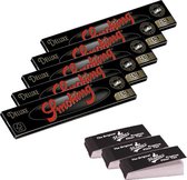 Smoking Deluxe / Black Slim Vloei 5 Pack (165 Vloeitjes) met 3 x Flamez Black Tip (150 Tipjes)