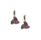 Oorbellen roze - lila - fuchsia | Swarovski | Navette | gold plated