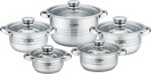 Platinum PL-10010 Kookpannenset RVS Met Glazen Deksels - 10-Delig