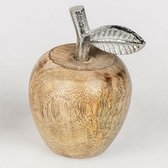 Appel - Hout - Decoratie - 14cm - Zilver
