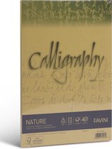 NATURE Ecologisch Upcycle papier met 15 % gemalen olijfpitten 50 vel A4 120 g/m2 inkjet kleur Olijf groen Calligraphy Oliva FAVINI rustiek perkament papier