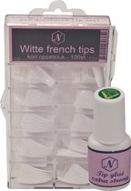 French tips & tiplijm extra strong - white - 100 in sorteerdoos  - plaktips - nagelverlenging