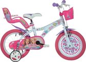 Dino Barbie - Kinderfiets 14 Inch - van 3-5 Jaar - met Zijwieltjes - Meisjesfiets Wit