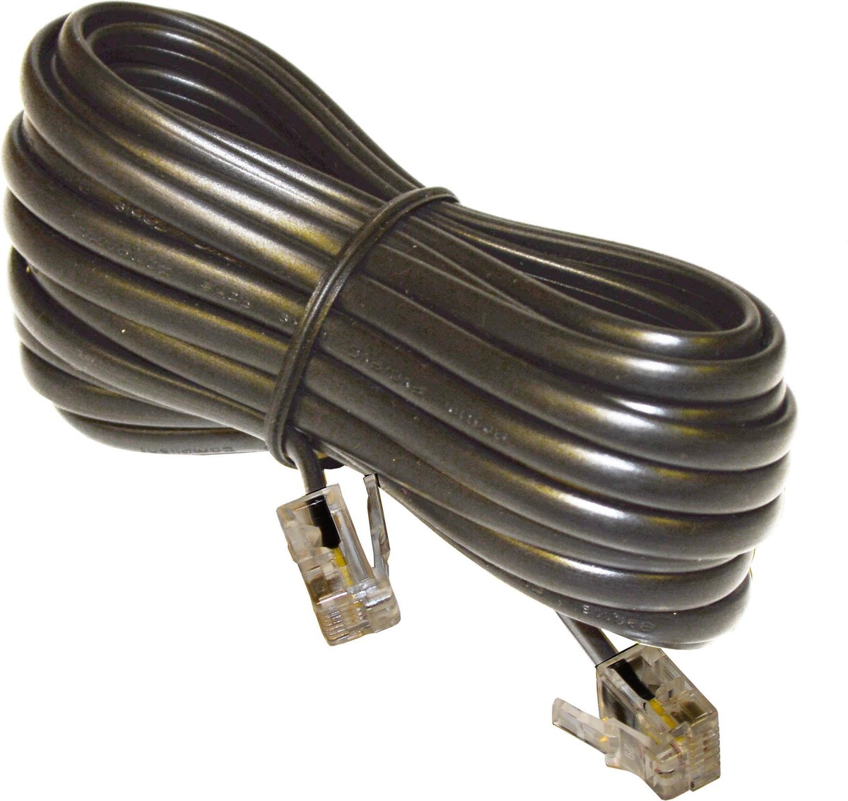 Telefoon verlengsnoer - 2x Mannelijke RJ14 6/4 connector - Zwart - 10m