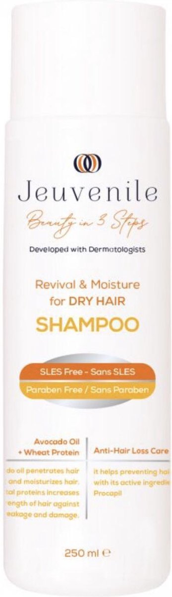 Jeuvenile Laboratoires | Shampoo | voor Droog Haar | Anti Haaruitval | Anti Hairloss | met Avocado Olie en Tarwe Proteine | SLES en Parabenen Vrij | 250 ML