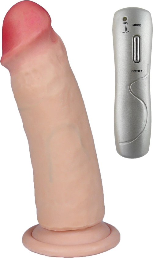 Power Escorts - Levensechte Realistische Vibrator - Super Handige Afstandsbediening met Draad - Net echt - 15 cm Lang - 7 Vibraties - Net echt materiaal Cyberskin - nog beter dan siliconen - Met Zuignap - lekker vet 5-7 cm