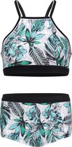 Bikini hipster broekje en cro top met racerback - Jungle bloemen 164-170