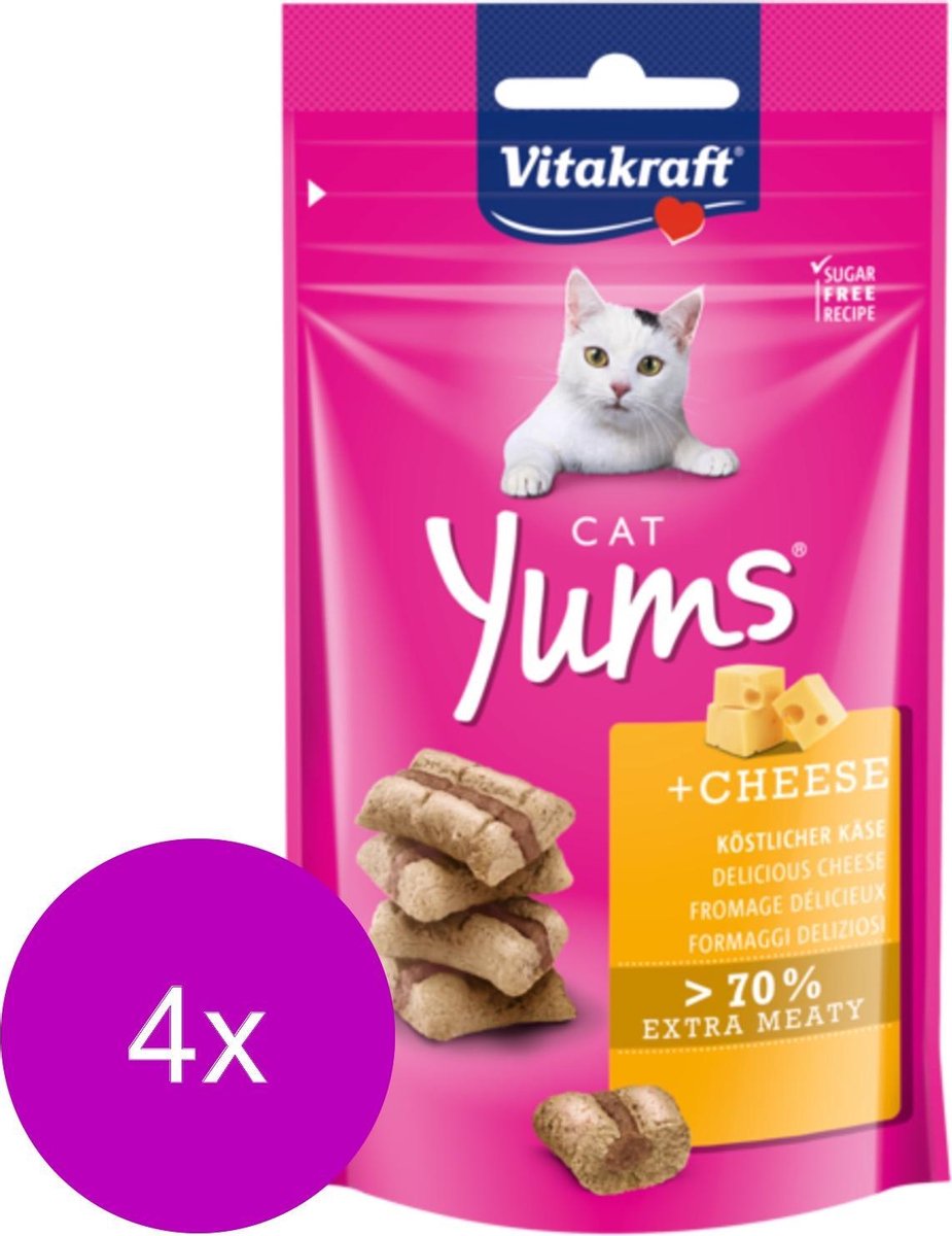 Bol.com Vitakraft Cat Yums Kaas - Kat - Snack - 4 x 40 g aanbieding