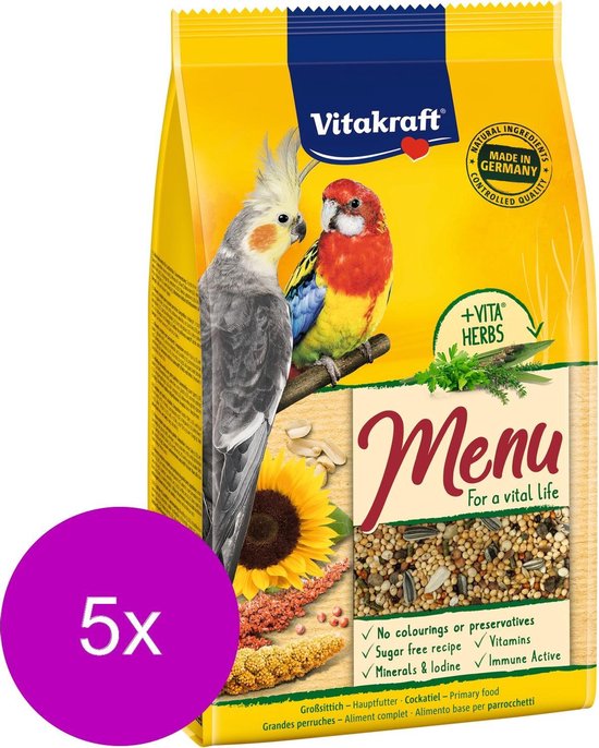 Vitakraft Valkparkieten Premium Menu - Vogelvoer - 5 x 1 kg