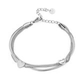 Michelle Bijoux Armband 3 Kettingen Hartjes Zilver JE12886