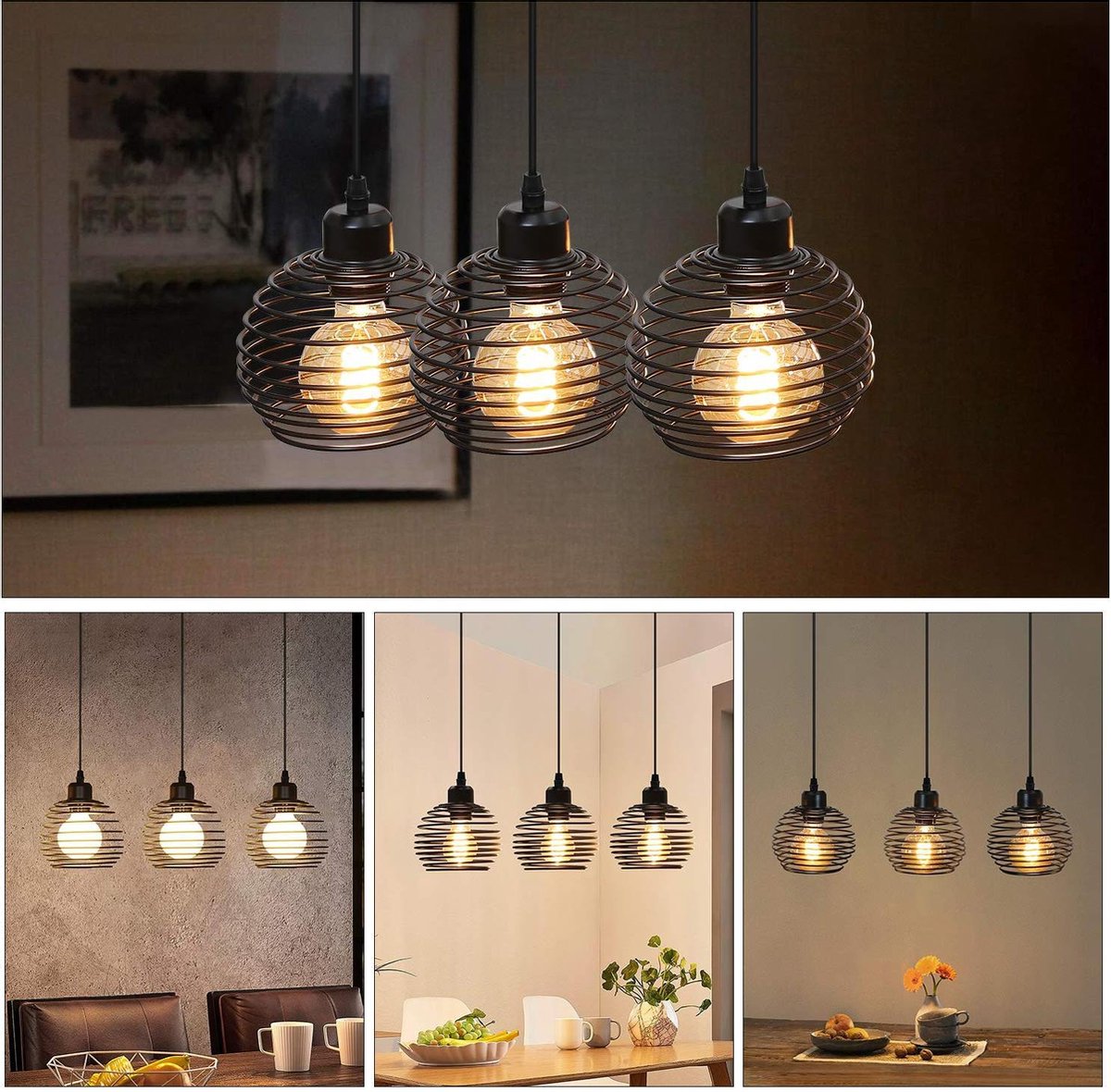 ZMH Vintage hanglamp zwart E27 metalen hanglamp Retro