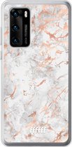 Huawei P40 Hoesje Transparant TPU Case - Peachy Marble #ffffff