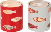 J-Line T-Lichthouder Visjes Metaal Wit/Rood Assortiment Van 2 / Set van 4 stuks
