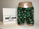 3 stuks AMSTERDAM cannabis wietbladjes fijn katoen boxershorts maat L