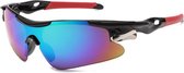 Premium | Fietsbril | Sportbril | Racefiets | Blauw Rood|  Wielrennen | Spiegelglazen | Mountainbike | MTB | Sport Fiets Bril| Zonnebril | UV Bescherming