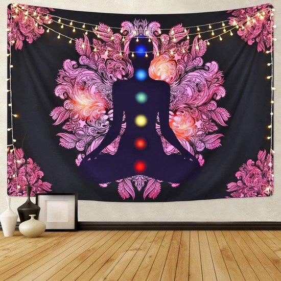 Wandkleed binnen - Wandtapijt - Chakra - Energie - Reiki - Mandala - Muurkleed - Wanddoek Stof - 200 x 150 cm - Wanddecoratie - Wandhanger - Muurhanger - Fotobehang - Poster - Ulticool - Decoratie - Woonkamer - Slaapkamer
