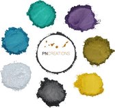 PNCreations Pigment Powder Mediterranean Color Mix | Poudre de couleur | 7 couleurs | Époxy | Faire du savon | Résine de coulée | Résine | Ajout de peinture