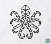 Laserfabrique Wanddecoratie - Geometrische Octopus - Medium - Zwart - Geometrische dieren en vormen - Houten dieren - Muurdecoratie - Line art - Wall art