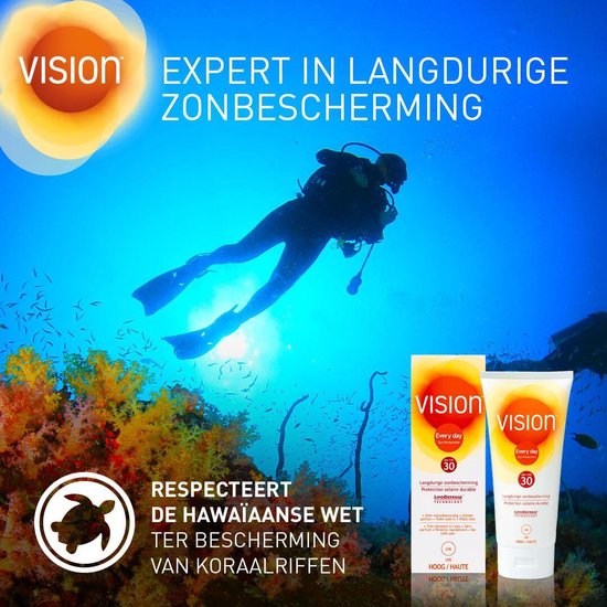 Vision zonnebescherming SPF 30, respecteert Hawaïaanse wet ter bescherming koraalriffen.