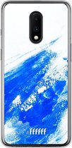 OnePlus 7 Hoesje Transparant TPU Case - Blue Brush Stroke #ffffff