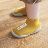 Perzique Unisex baby schoen, zachte rubber zool - anti slip babyschoen- Geel