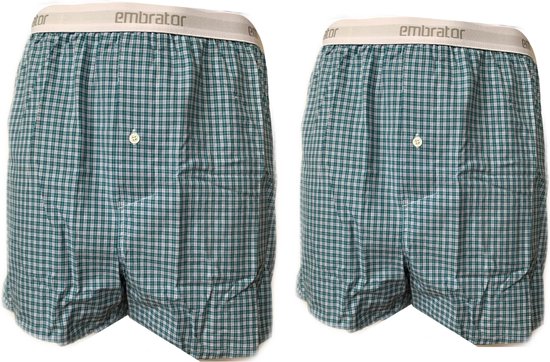 Embrator 2-stuks mannen Boxershort geruit wit/groen/blauw 3XL