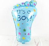 Geboorteballon | voet - it's a boy | 23 x 44 cm - Blauw