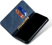 Xiaomi Redmi Note 9T Hoesje Portemonnee Stof Textuur Book Case Blauw