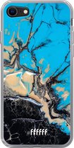 6F hoesje - geschikt voor iPhone SE (2020) - Transparant TPU Case - Blue meets Dark Marble #ffffff