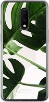 OnePlus 7 Hoesje Transparant TPU Case - Tropical Plants #ffffff