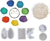 PNCreations Summer Pakket | 3 Reliëfmallen | Special Siliconen Mallen | 7 Kleurpigmenten | Juwelen Maken | Beach Granulaat 1.2 - 1.8mm