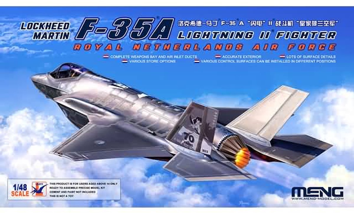 Meng Model Modelbouwpakket Militaire voertuigen - MENG LS011 Lockheed Martin F-35A Lightning II Netherlands Air Force Plastic - 1:48 - Modelbouw
