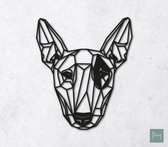 Laserfabrique Wanddecoratie - Geometrische Hond Bull Terriër - Medium - Zwart - Geometrische dieren en vormen - Houten dieren - Muurdecoratie - Line art - Wall art