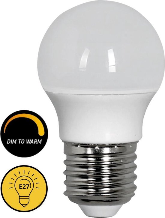 Proventa Dimbare LED lamp E27 - ⌀ 45 mm - Licht Dimbaar van 2700k tot 1800K extra warm wit - G45